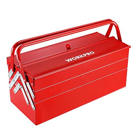 metal folding boxes 12 x 18 x 10 inches|WORKPRO Metal Tool Box, 18.